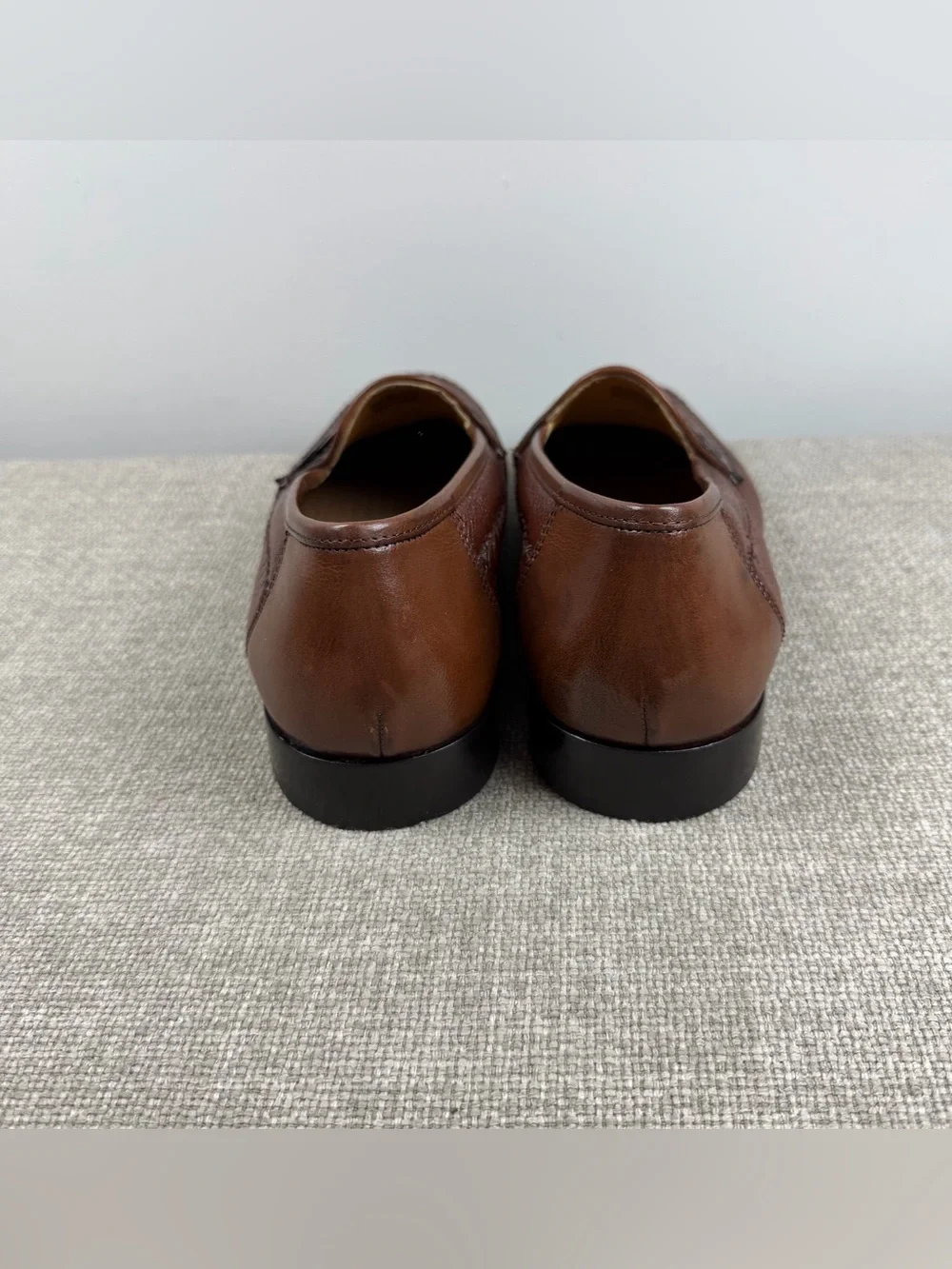 Brass Boot Men's 10 Brown Leather Woven Tassel Loafers Shoes Academia Preppy